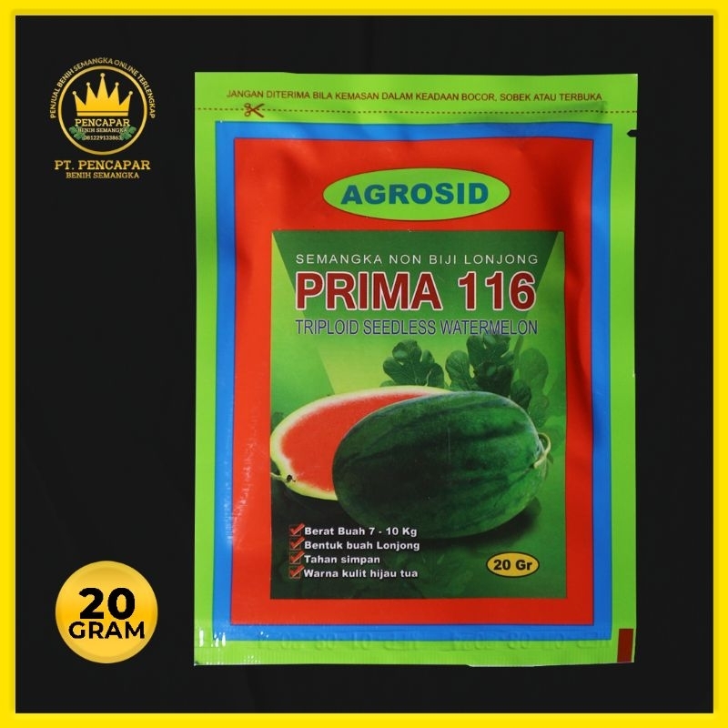 BENIH SEMANGKA PRIMA 116 - AGROSID - 20 GRAM 320 BUTIR - BENIH SEMANGKA OVAL