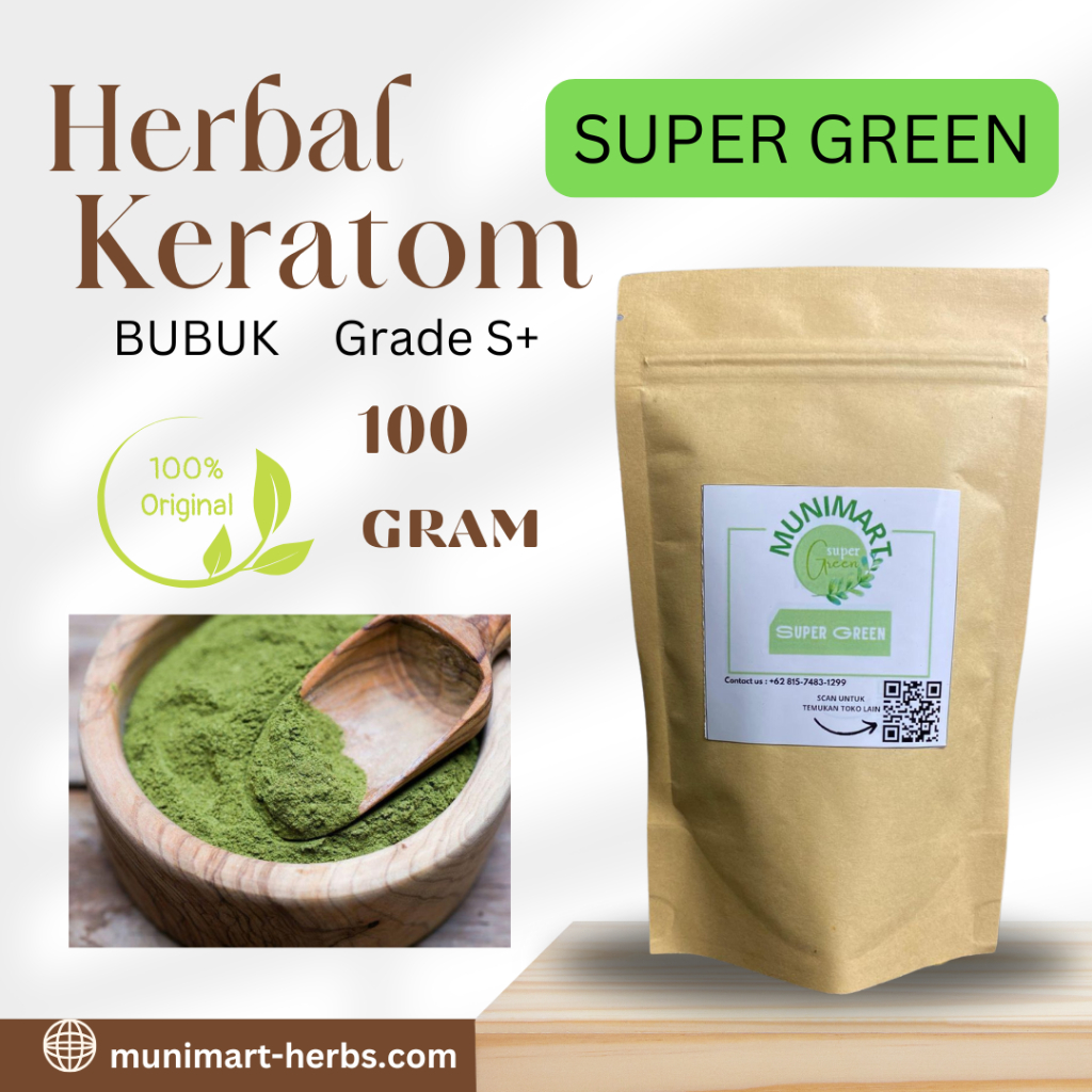 

Munimart Herbal S+ Super hijaau Bubuk Grade 100 Gram