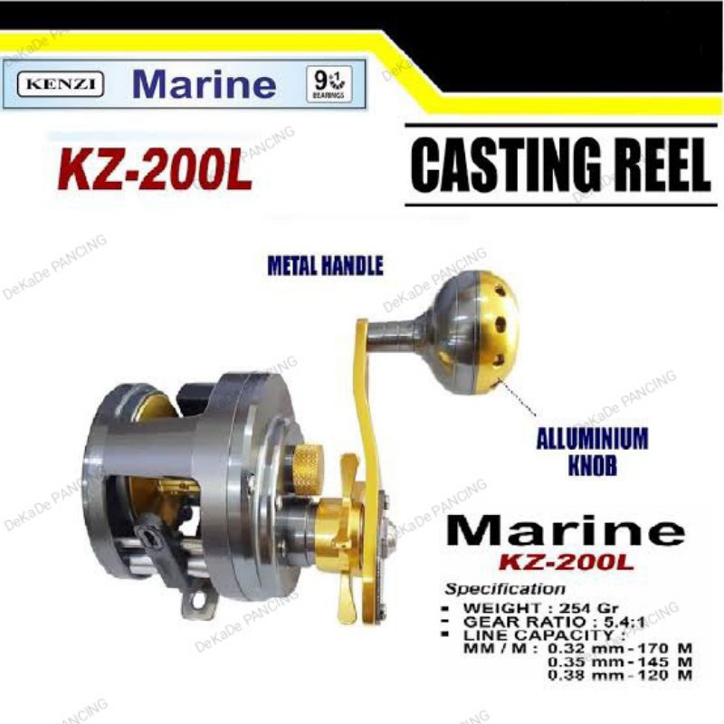 (SECOND) REEL BC/OVERHEAD KENZI MARINE KZ-200L HANDLE KIRI