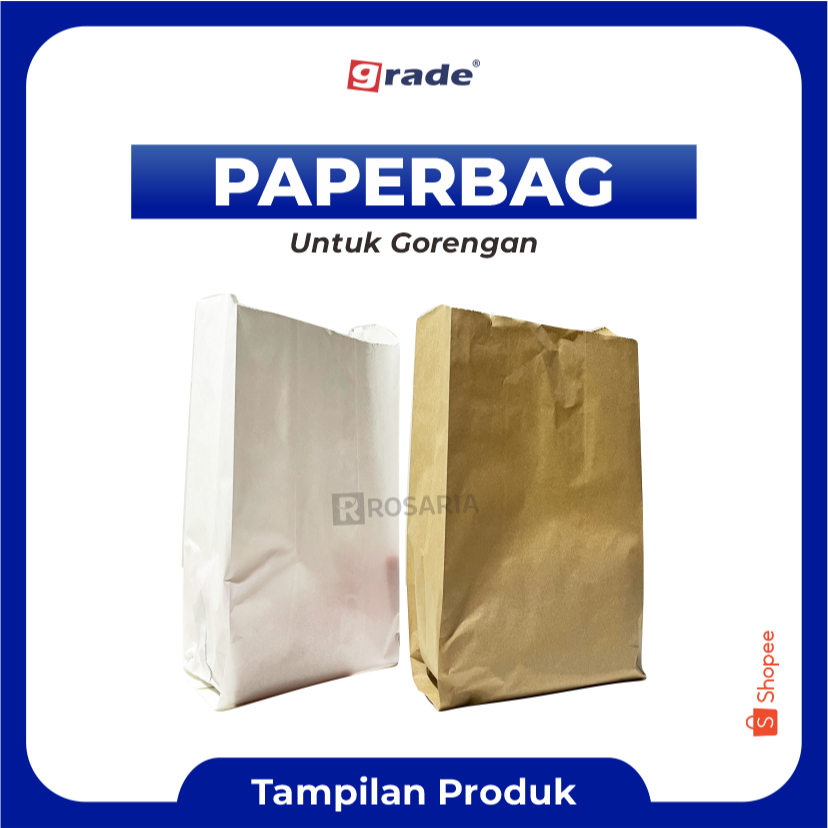 PAPER BAG POLOS GRADE 13X25X8 Paperbag Kantong Kertas Food Snack
