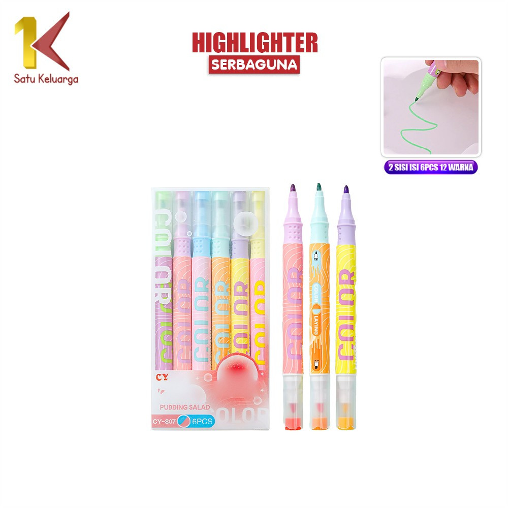 

Satu Keluarga Highlighter Pastel 2 Sisi Isi 6pcs 12 Warna A114 Spidol Pen Marker Penanda Teks Set