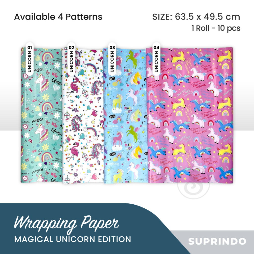 

(10 lbr) KERTAS KADO MOTIF MAGICAL UNICORN