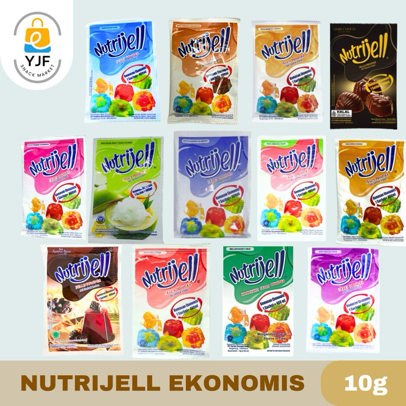 

Nutrijell EKONOMIS 1PCS / Nutrijell Puding Buah Aneka Rasa / Agar-Agar Puding Coklat / Plain / Anggur - 10g