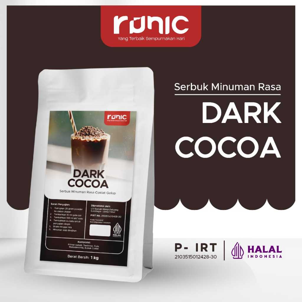 

Bubuk Minuman Premium Dark Cocoa Runic 1kg