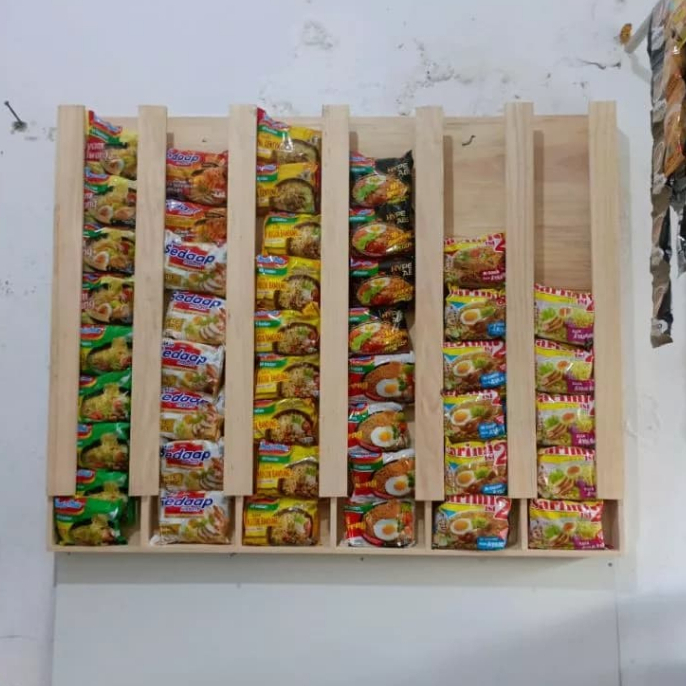 Display Mie Instan/Display warmindo/rak indomie kayu