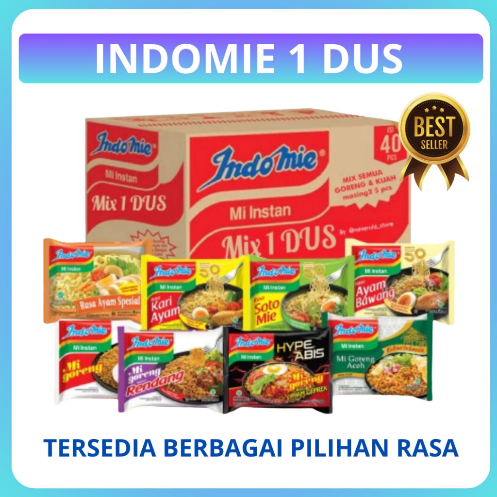 

JUAL INDOMIE 1 KARDUS ISI 40 PCS TERSEDIA BERBAGAI PILIHAN RASA (Indomie Goreng Ori Indomie Goreng Geprek Indomie Kari Ayam Indomie Ayam Spesial Indomie Ayam Bawang Indomie Soto Mie)