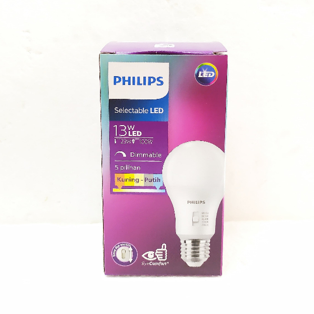 LED Bulb 13W E27 DS FR Dimmer Philips 13 Watt 1 lampu 5 warna