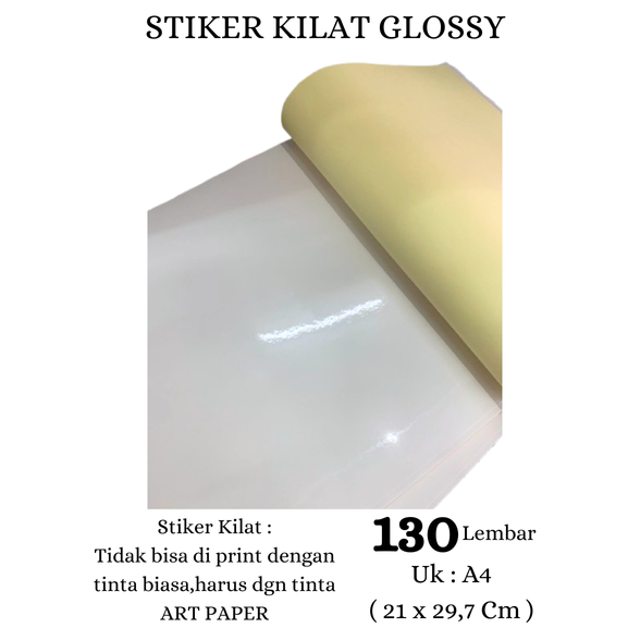 

STIKER CHROMOTIKER KILAT / STIKER GLOSSY UKURAN A4 ( 21 X 29,7 CM ) , 130 LEMBAR