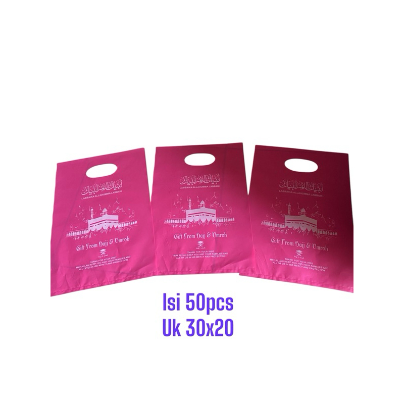 

(Isi 50Pcs Size 30x22 ) Kantong Plastik Ibadah Haji, Umroh, Lebaran Haji | Kantong Plastik Souvenir Haji & Umroh, Kemasan Parcel Haji