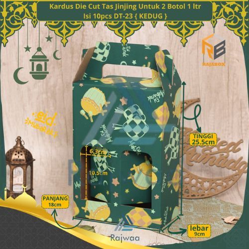 

10 Pcs Dus Jinjing Hampers Lebaran Muat 2 Botol 1 Liter Packaging Idul Fitri Uk 18x9x25,5cm