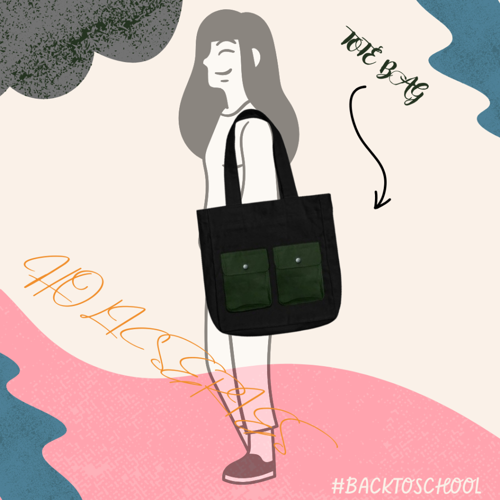 Sembagi Holic Tote Bag Tas Laptop Ruang luas Polyester Kancing Cetet