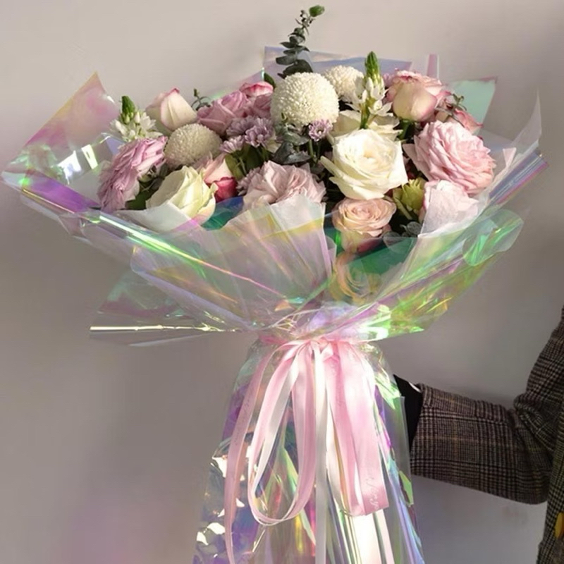 

[20 Lembar] Hologram Flower Wrapping Paper Cellophane Rainbow Kertas Buket Bunga SH AL13