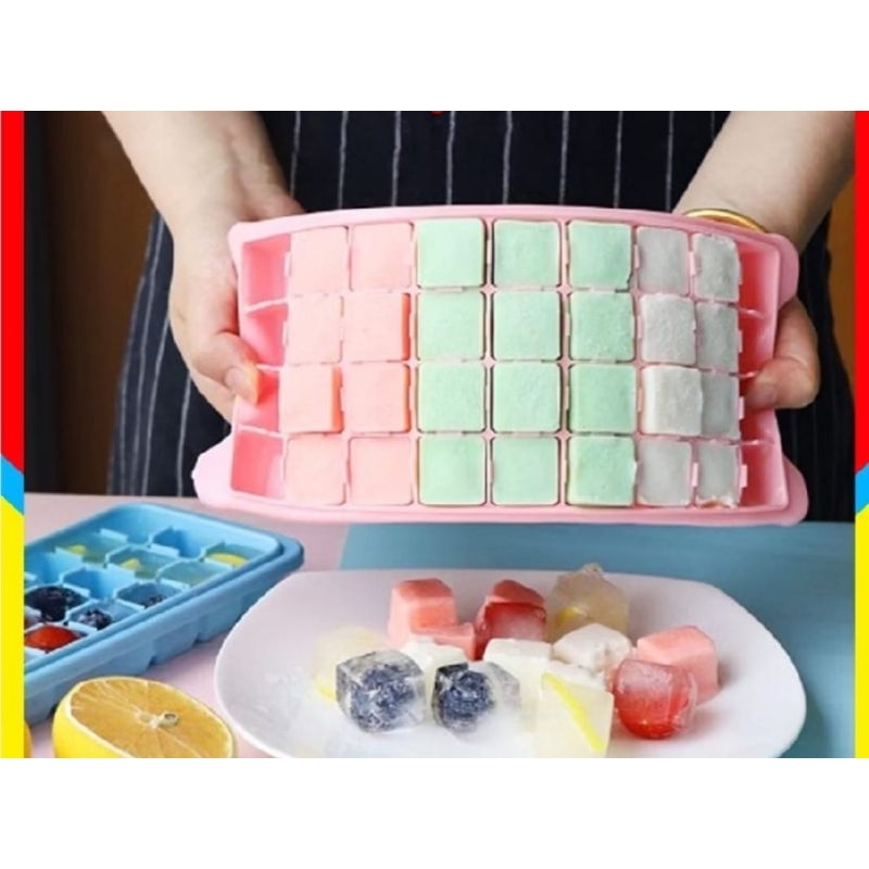 02 Cetakan Es Batu Kristal Cetakan Es Batu Kotak Kubus Cetakan Es Ada tutup