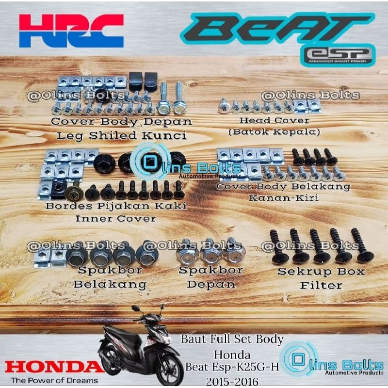 Baut Full Set Body Honda Beat Esp K25G-H 2015-2016 Baut Full Set Body Honda Beat Esp K25G-H 2015-201