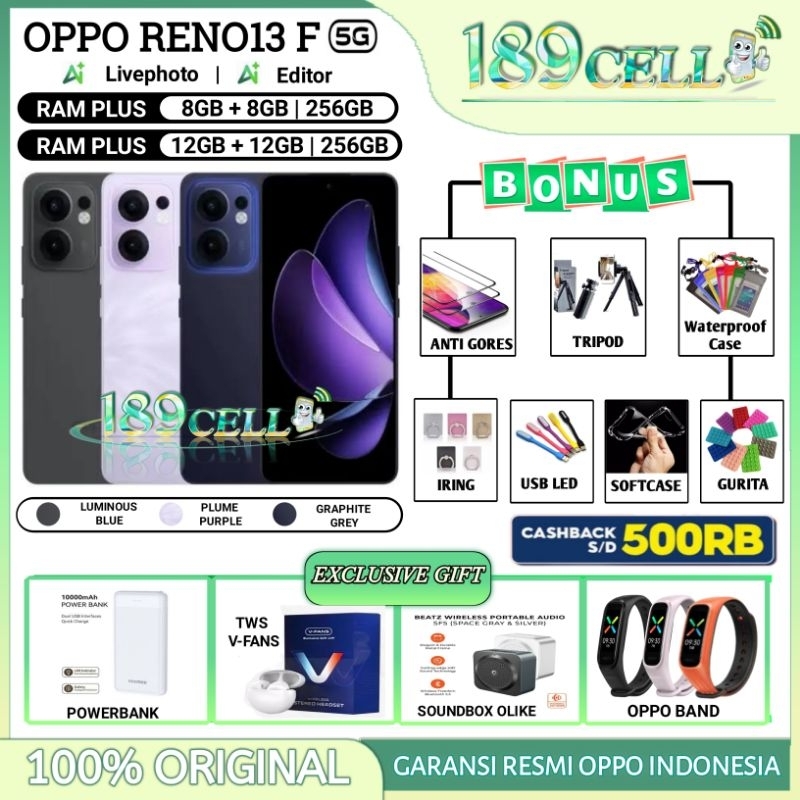 OPPO RENO 13F 5G RAM 12/256 GB | OPPO RENO13 F 5G RAM 8/256 GB GARANSI RESMI OPPO INDONESIA