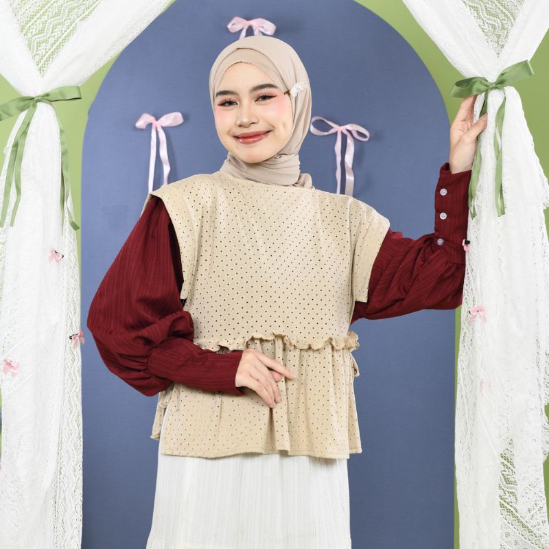 Ruffle Vintage Vest Korean Style Outer Lace Lebaran Terbaru