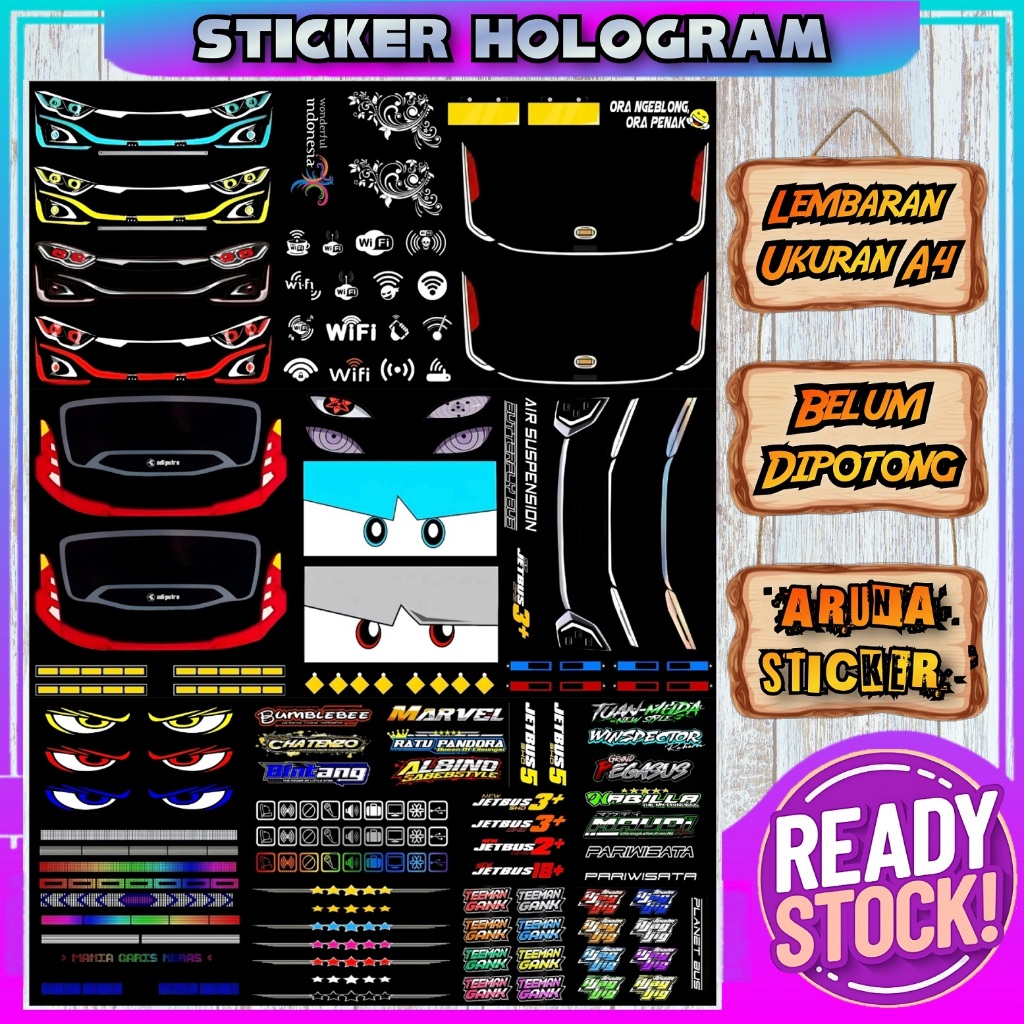 

Sticker Bus Miniatur Aksesoris Bahan Hologram Ukuran A4 BELUM DIPOTONG