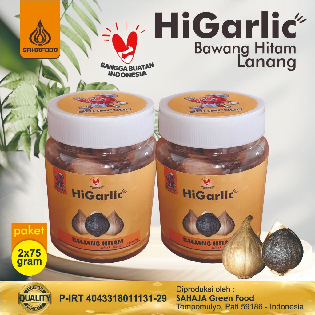 

HiGarlic paket 2x75 gram Bawang Hitam Lanang SahaFood Black Garlic sehat dan menyehatkan