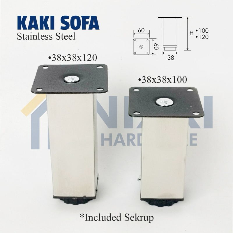 Kaki Sofa Stainless / Kaki Sofa Kotak / Kaki Meja