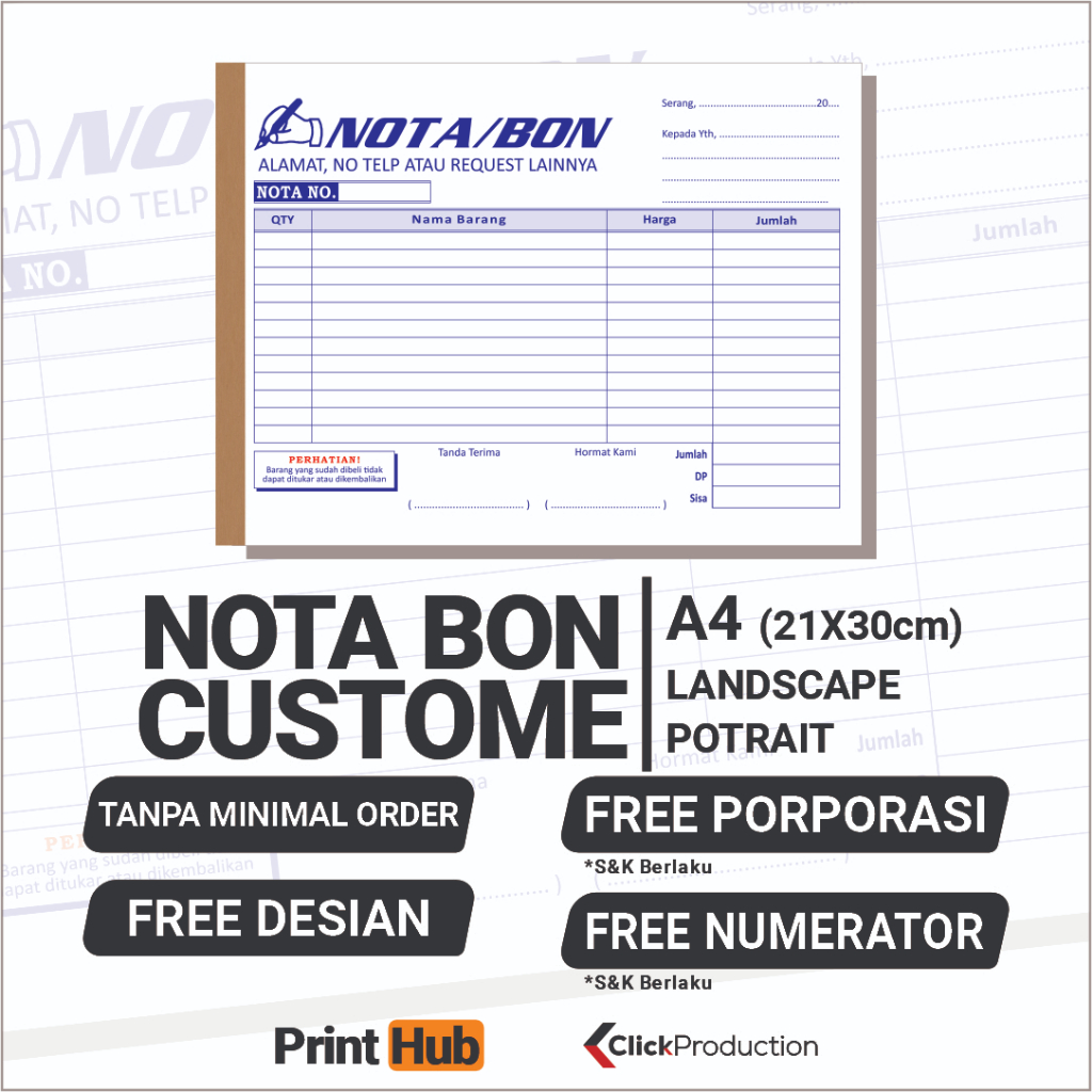 

NOTA BON KWITANSI A4 CUSTOME DESAIN TANPA MINIMAL ORDER