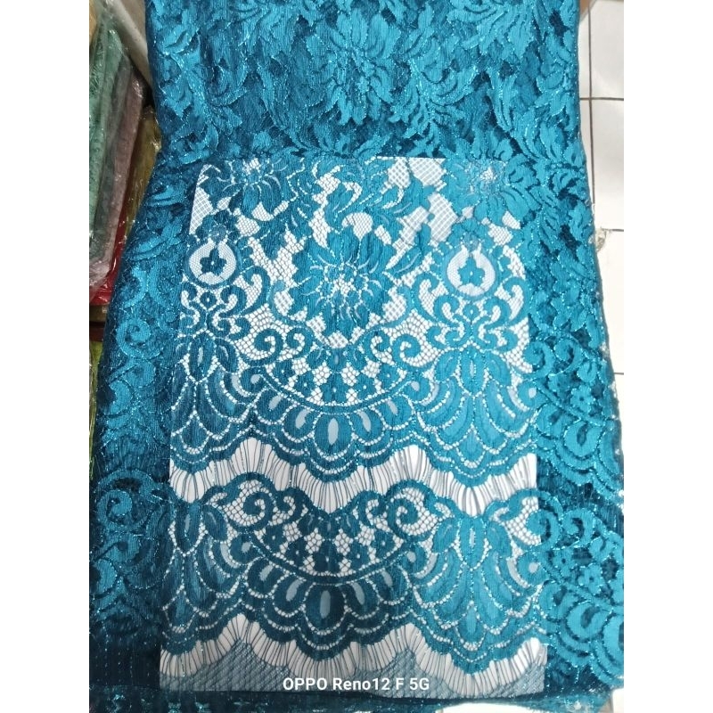 BAHAN KEBAYA SAINT LAURENT WARNA BIRU TOSKA.