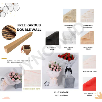 

(002 5 LEMBAR) - VINTAGE Craft Paper Kertas Bunga Buket Motif Koran Bunga Florist Cellophane