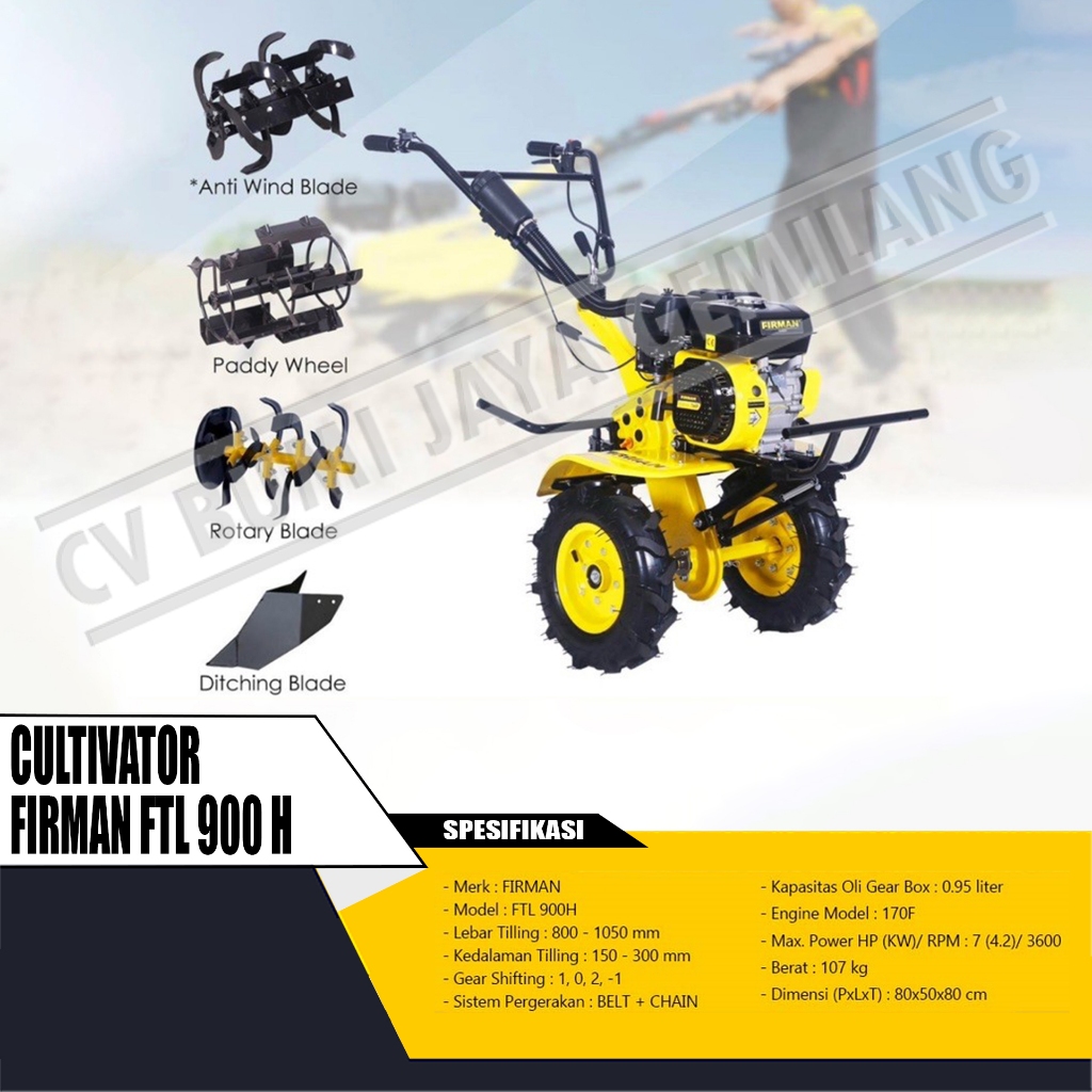 MESIN BAJAK SAWAH / CULTIVATOR FIRMAN FTL 900H