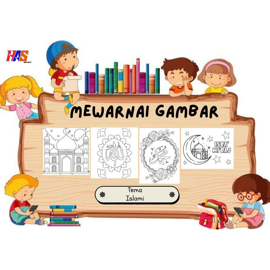 

Kertas Mewarnai Anak Tema Islami 50 Lembar | Printable Coloring Page Usia 4-6 Tahun TK PAUD