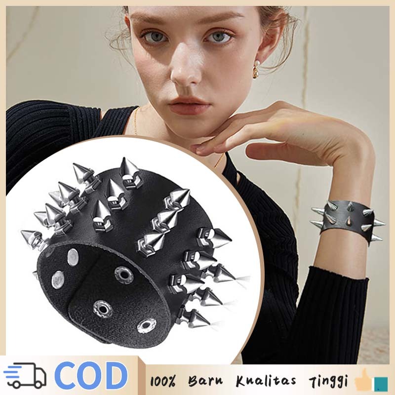 Spike Bracelet Gelang Duri Punk 3 Baris Bracelet Punk Gelang Tangan Punk