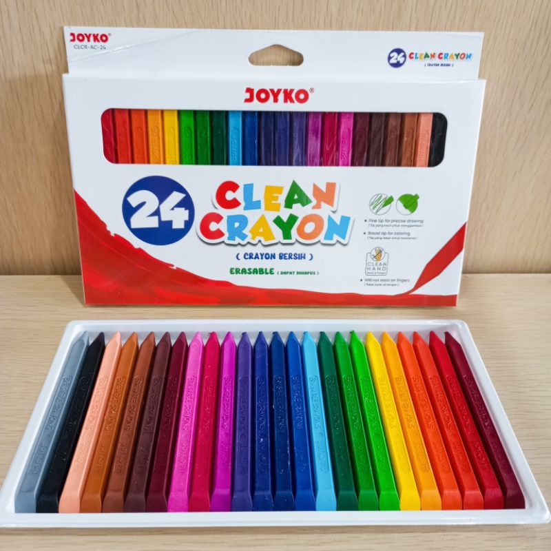 

(1 PCS) CRAYON PLASTIK JOYKO HAND CLEAN 24 WARNA (BISA DIHAPUS)