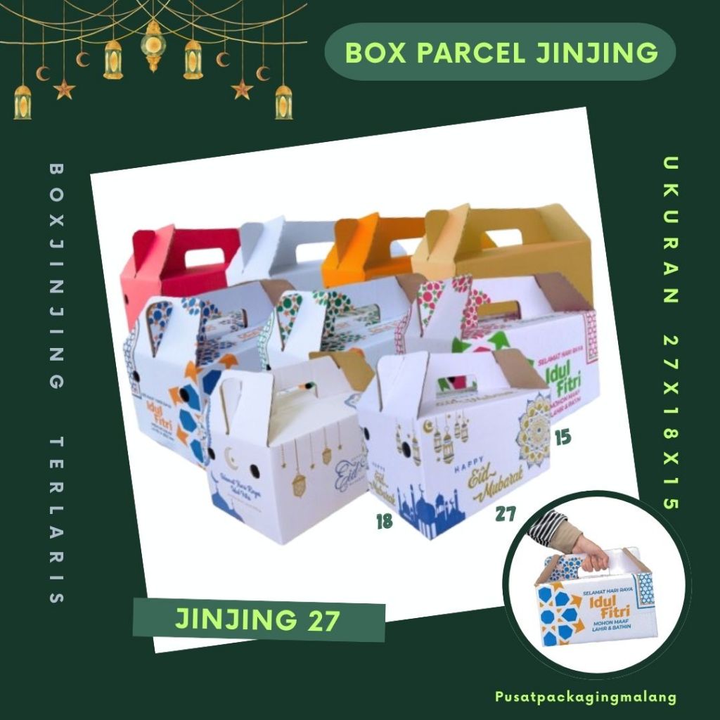 

Box Jinjing 27x18x15 Gable Box Kardus Packing Eid Mubarok Idul fitri Bingkisan lebaran/Parcel/Lebaran/idul Fitri/Paket/sembako