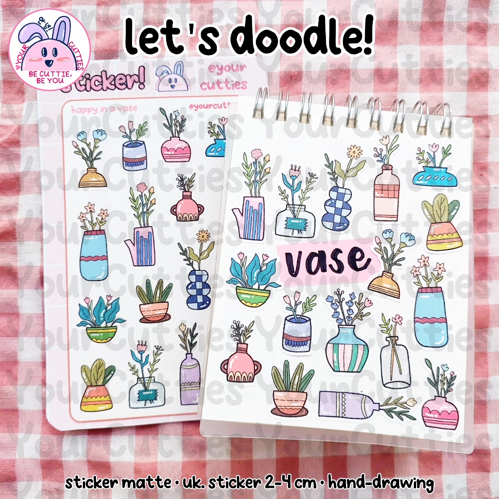 

[SHEET] STIKER VASE BUNGA POT BUNGA PAJANGAN DOODLE JURNAL BUJO PLANNER LUCU MURAH