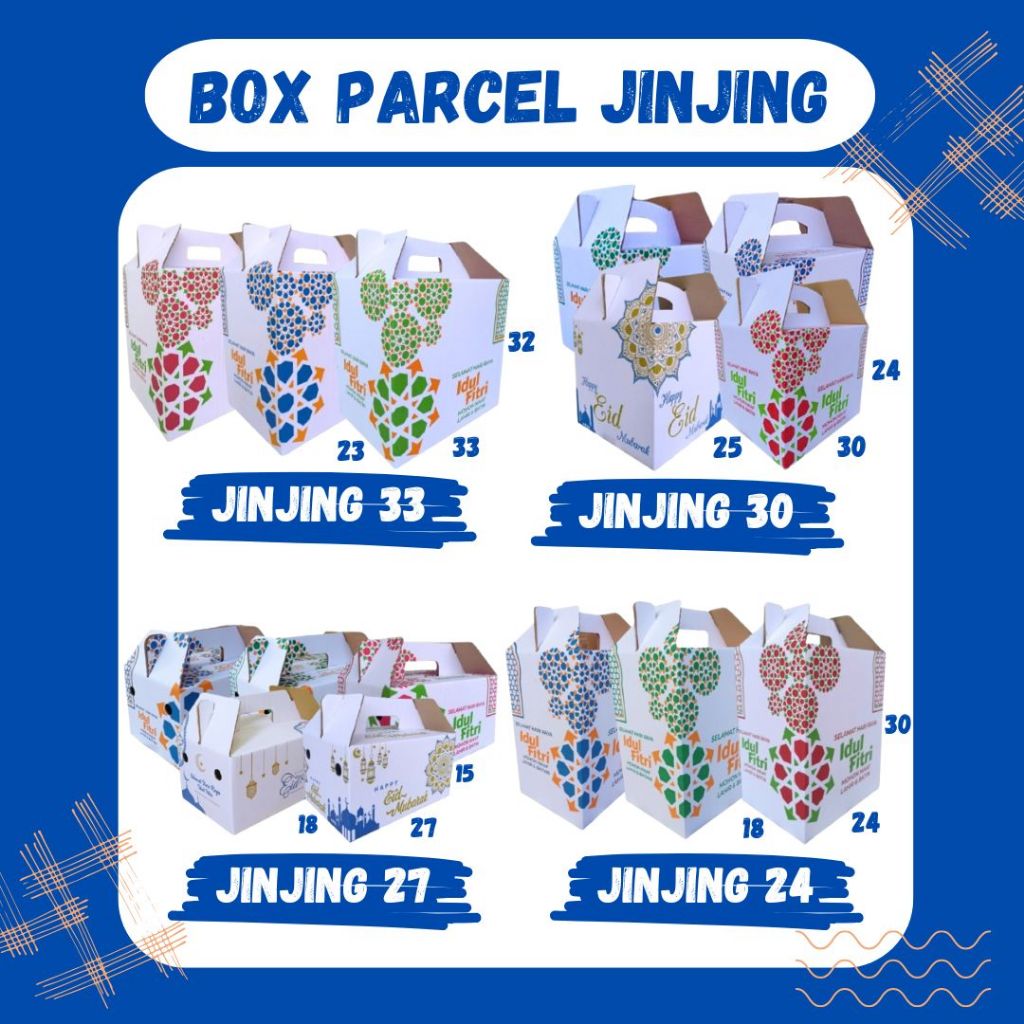 

Box Jinjing 33x23x32 / 30x25x24 / 24x18x30 / 27x18x15 Gable Box Kardus Packing Eid Mubarok Idul fitri Bingkisan lebaran/Parcel/Lebaran/idul Fitri/Paket/sembako/Jinjing 33/Jinjing 30/Jinjing 24/Jinjing27