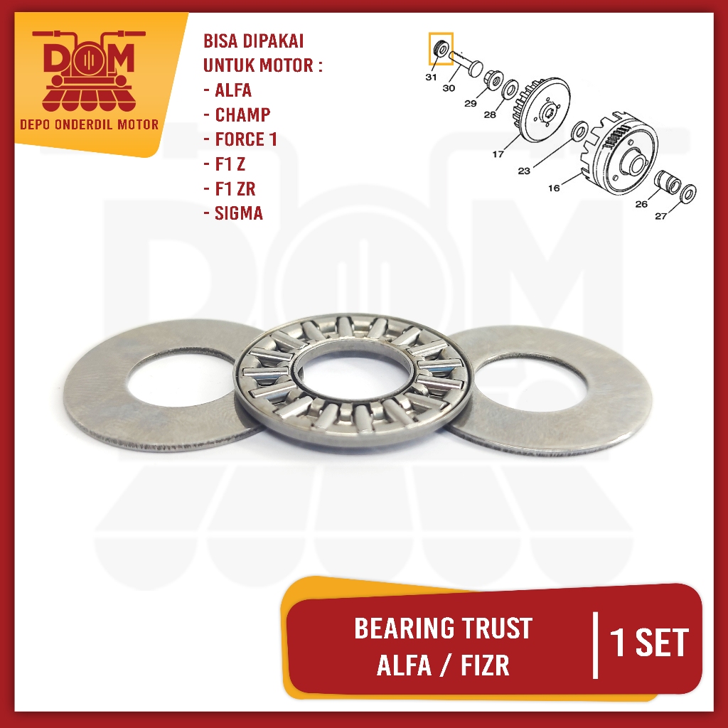 Bearing Trust Alfa Fizr (PSP) Bering Tipis Versneleng Laher Bambu Matahari Stut Kopling Yamaha