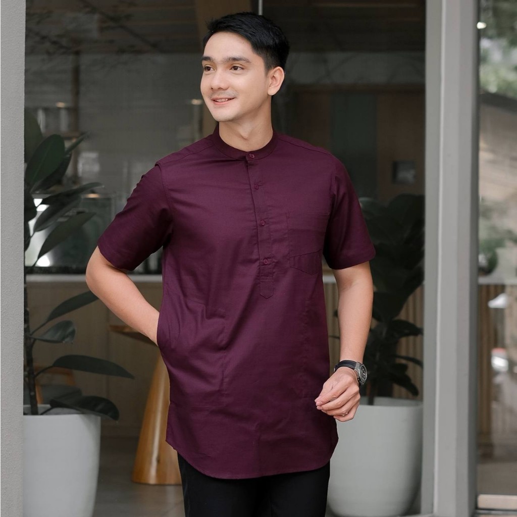 baju koko pria lengan pendek atasan baju kurta pakistan pria premium original warna army armi