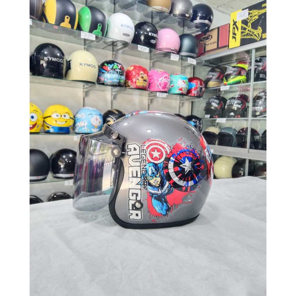 Aizo Helm Bogo Anak Motif Captain Amerika  Abu Glossy SNI  Murah Berkualitas COD PackingKardusBubble