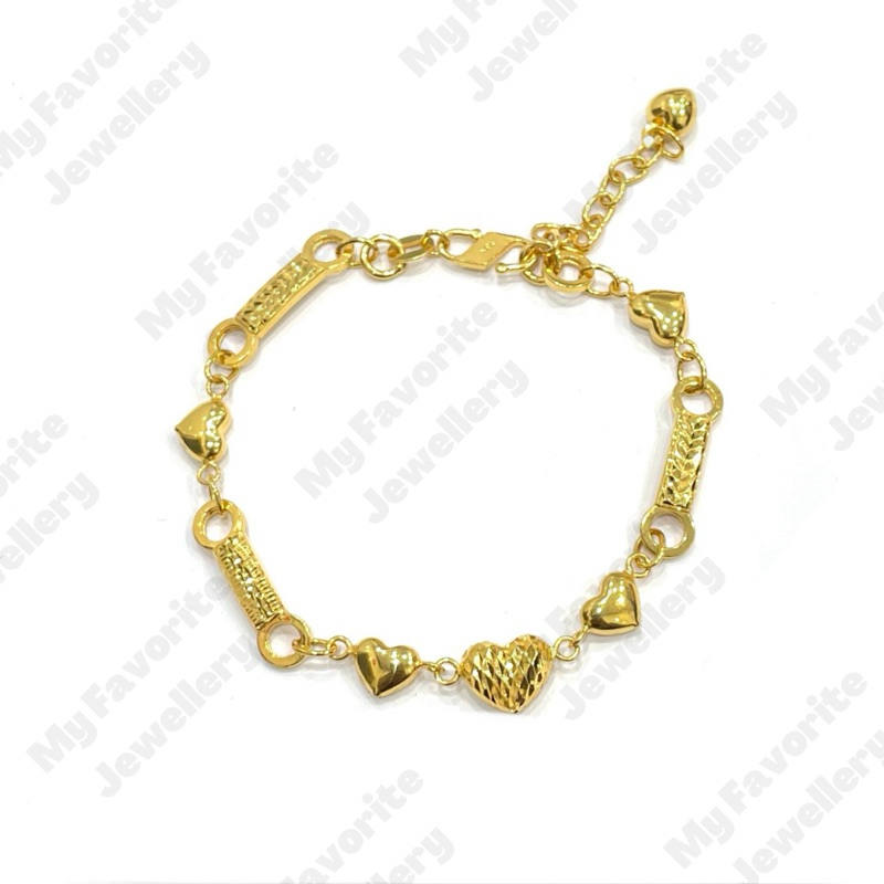 Gelang Mocca Papan Love Kristal 5graman (Gelang Emas Asli Kadar 700)