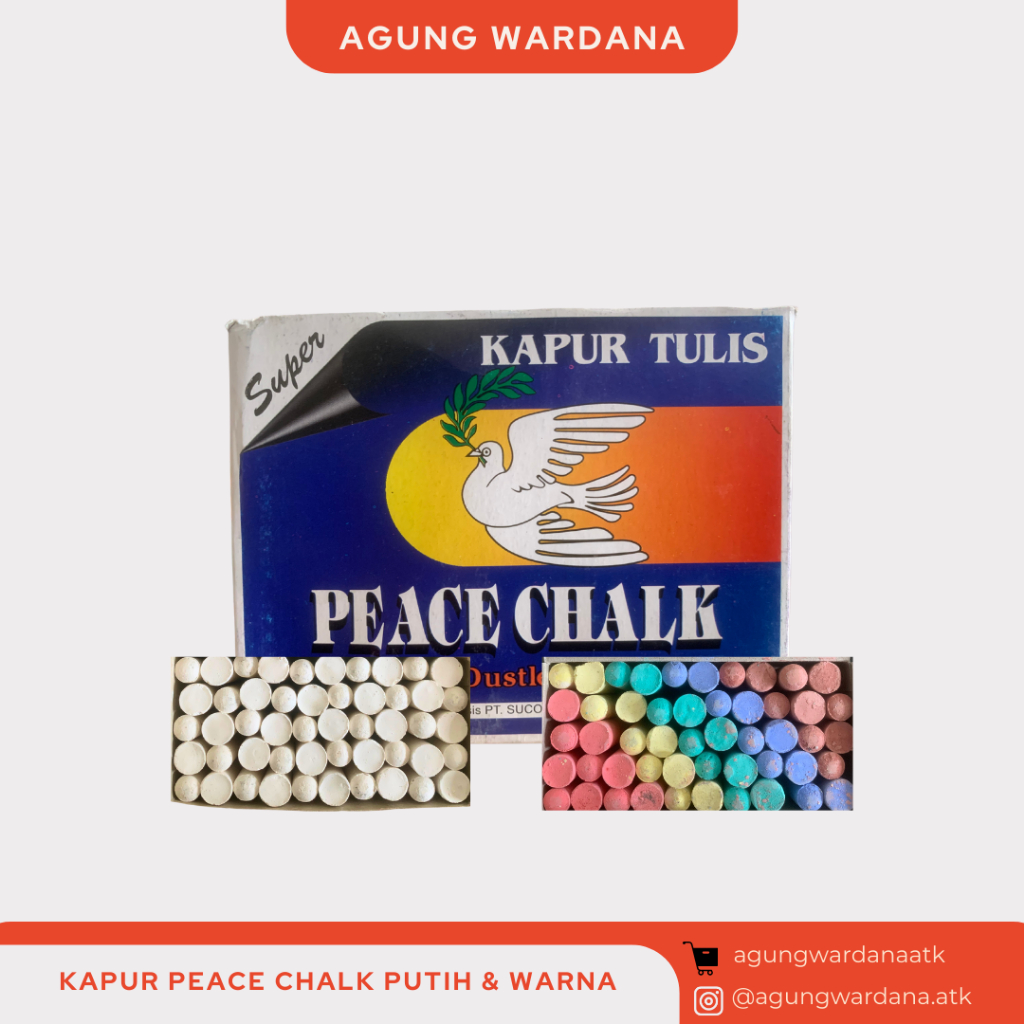 

PEACE CHALK KAPUR PAPAN TULIS PUTIH & WARNA