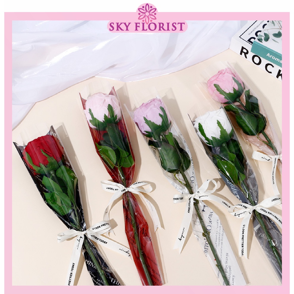 

50 Lembar Plastik Single Flower Single Rose Bungkus Plastik Bunga Satuan Bunga Wisuda Valantine SF24