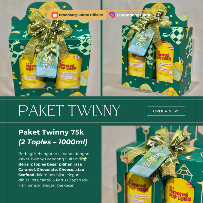

Hampers Lebaran - Hampers Popcorn Brondong Sultan - Paket Twinny Brondong Sultan – 2 Toples (1000ml)