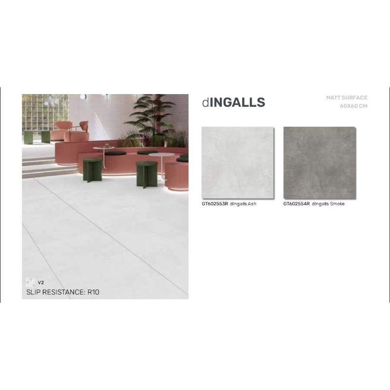 Roman Granit dIngalls Ash Smoke Matt surfaced 60x60 granit dinding lantai tembok