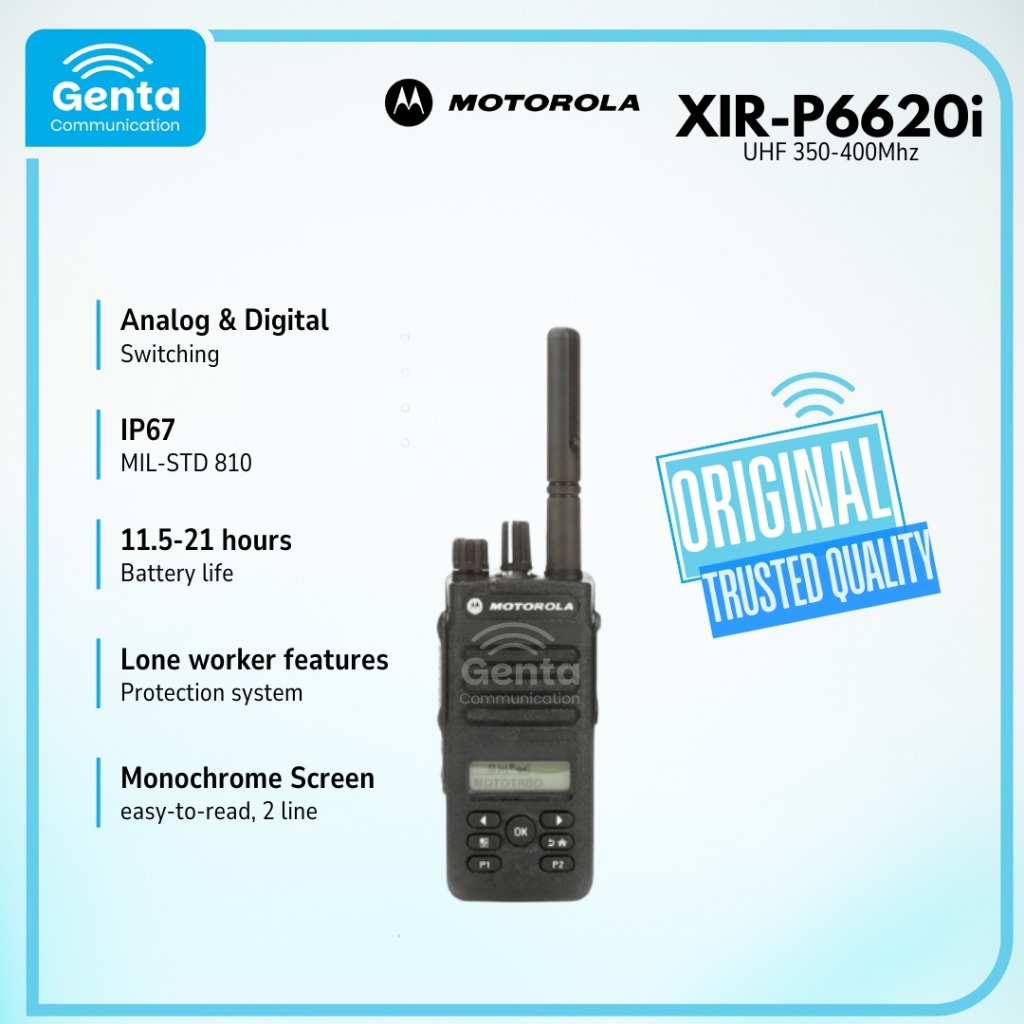 HT MOTOROLA XIR-P6620i  / MOTOROLA XIR P6620i UHF 350-400Mhz GARANSI BARU ORIGINAL TERMURAH