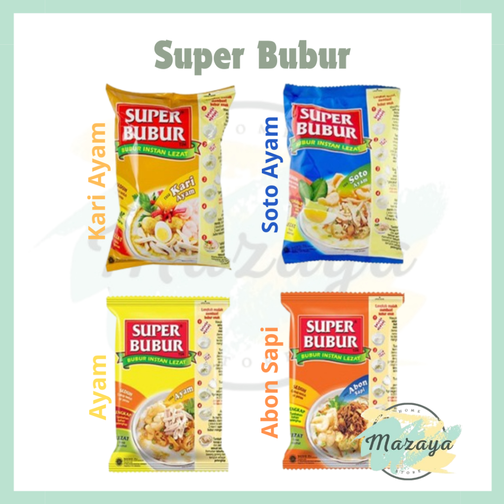 

SUPER BUBUR INSTAN LEZAT RASA AYAM | ABON SAPI NETTO 49 GR - MAZAYA HOMESTORE