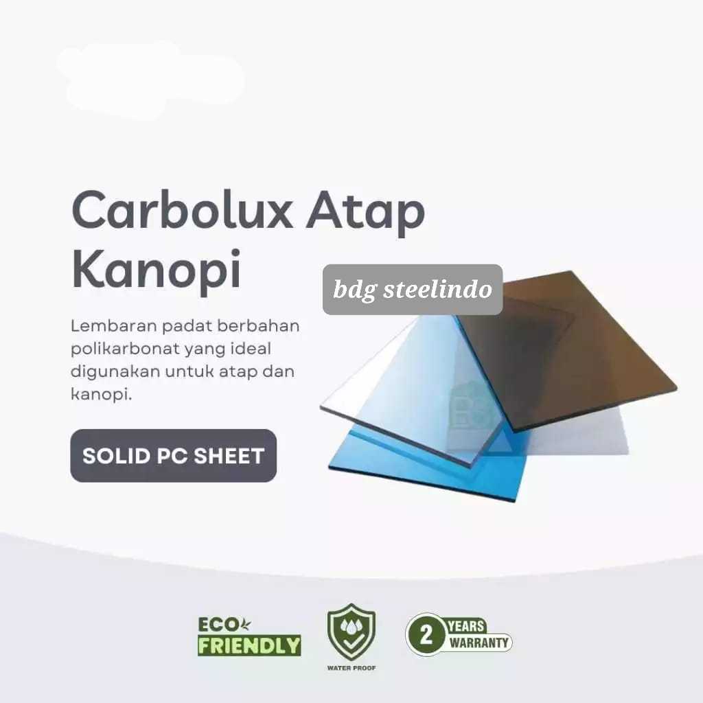 CARBOLUX Flat 3mm 3 mm 1 Roll Polikarbonat / Solar Solid SolarFlat Atap Kanopi Poly Polycarbonate