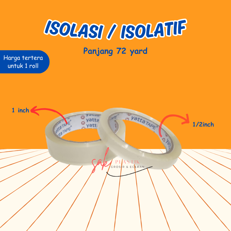 

Selotip 1/2 inch 1 inch l Solasi l Solatip l Isolasi 12mm x 72 yard 24mm x 72yard