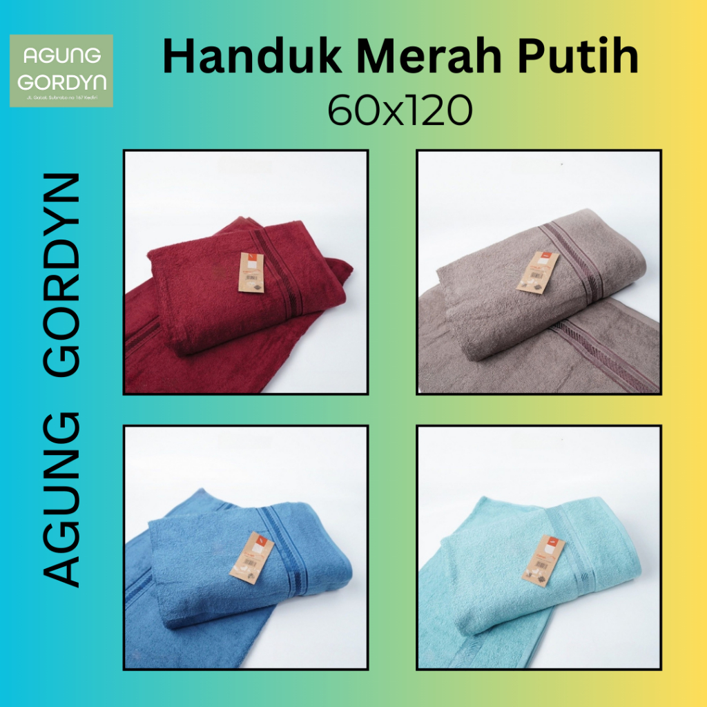 Handuk Merah Putih Dewasa Tebal Ukuran 60x120cm - Handuk Mandi Medium "Merah Putih" 60 x 120