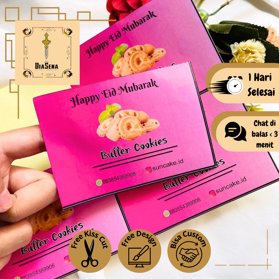 

Sticker Toples Kue Kering Free Desain Custom Nama Label Hampers Cookies Lebaran idul Fitri