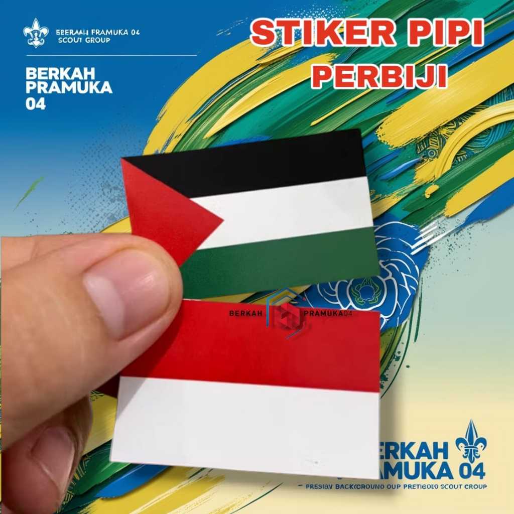 

[Perbiji] Stiker pipi bendera indonesia palestina bahan aman dikulit -+2,5x4cm