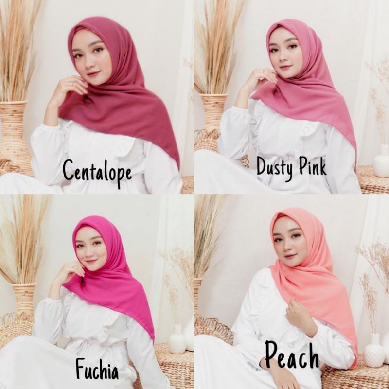 ( diolyn.id ) Hijab bella square warna CENTALOPE FUCHIA DUSTY PINK PEACH | Jilbab segiempat segi emp