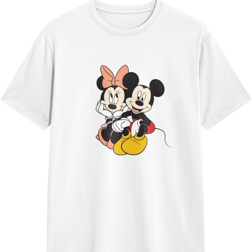 Couple pria Kaos distro Mickey and Minnie Couple Valentine's Day Romantic Fashion Exclusive T - shir